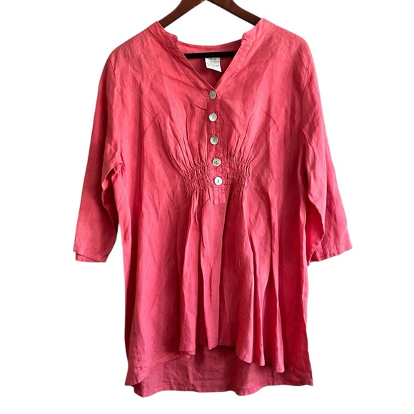 Match Point USA 100% Linen Lagenlook Tunic Blouse - Size Large - Picture 7 of 10